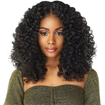 Peluca de pelo sintético rizado negro de longitud media para mujeres negras