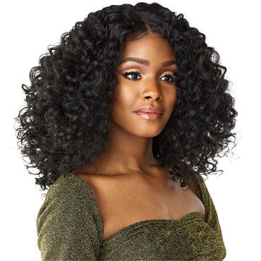 Peluca de pelo sintético rizado negro de longitud media para mujeres negras