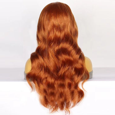 Peluca marrón Lativ con flequillo peluca sintética marrón larga ondulada para mujer