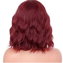 Peluca ondulada Bob con flequillo: peluca rubia ombre para mujeres con cabello medio, aspecto rizado ondulado sintético natural