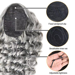 Extensión de cabello de cola de caballo ondulada larga sintética resistente al calor para mujer con cordón y estilo envolvente