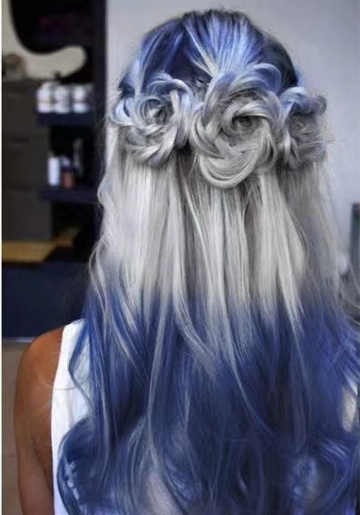 Peluca azul degradado de 26 pulgadas de Mermaid Vibes para mujer: rizada, ondulada y linda; Perfecto para uso diario y fiestas.