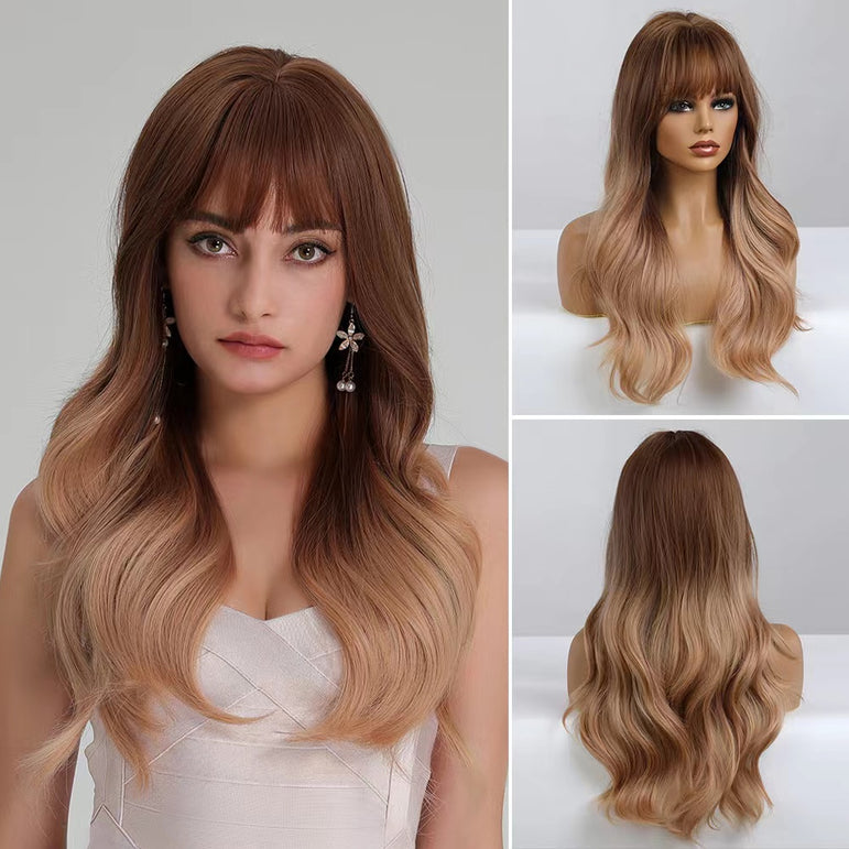 Transform Your Look with Long Wavy Brown Blonde Ombre Wig - Perfect for Daily Wear, Cosplay, and More!