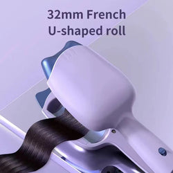 Rizador de cabello cerámico con 2 barriles de 32 mm en forma de orejas de gato: Ondas playeras, rizado, herramienta de estilismo.