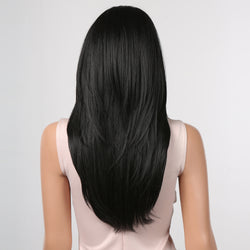 Peluca rubia balayage en capas: cabello largo y liso con reflejos marrones y resistencia al calor
