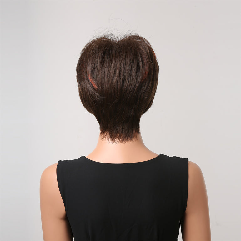 Peluca corta sintética rubia ombre con flequillo - Cabello natural Futura para mujer - Pelucas diarias resistentes al calor