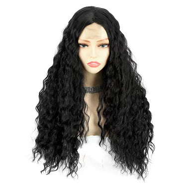 Pelucas rizadas para mujeres negras, peluca rizada Afro negra, pelucas delanteras de encaje, peluca sintética ondulada larga