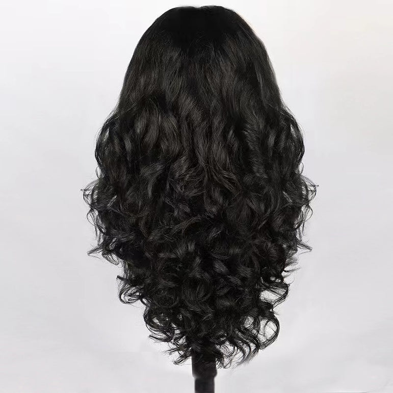 Encaje Peluca rizada ondulada natural de las mujeres negras con reflejos Pelucas del cordón de la raya del pelo sin cola